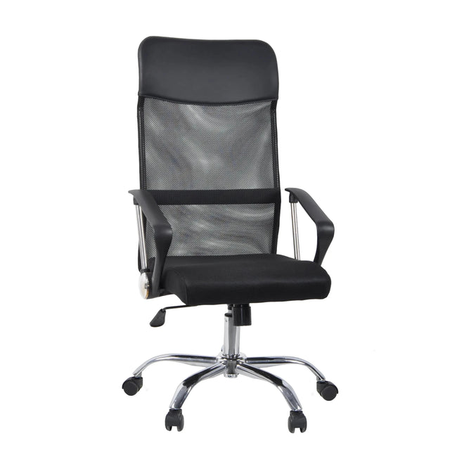 Siège de direction pour bureau à domicile Stryka Net noir avec revêtement en maille et piètement brillant de hjh OFFICE