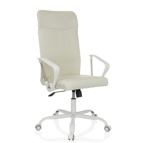 Siège de bureau à domicile STRYKA W beige avec accoudoirs et piètement blancs de hjh OFFICE