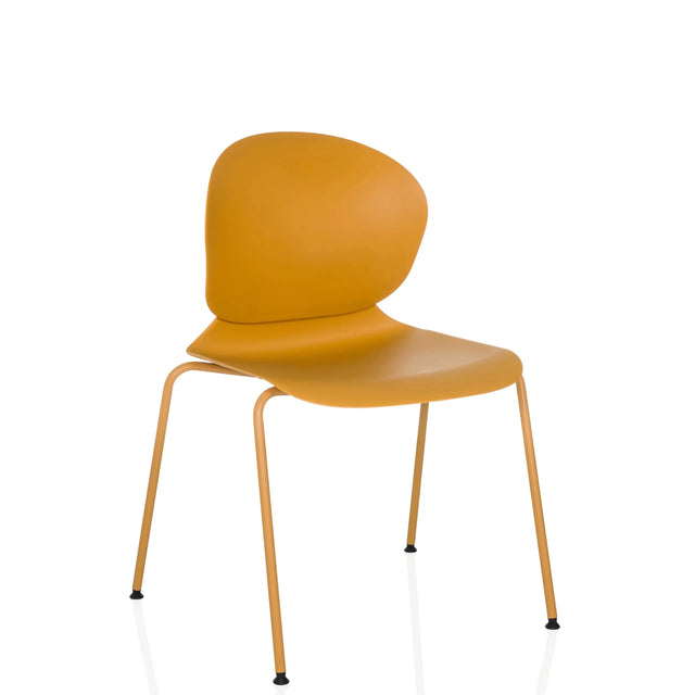 Chaise à quatre pieds T36 VI jaune avec dossier arrondi et pieds sveltes de hjh OFFICE