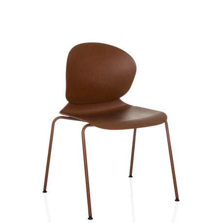 Chaise à quatre pieds T36 VI brun rouge avec coque d'assise incurvée et pieds sveltes de hjh OFFICE