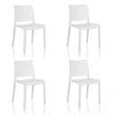 Lot de quatre chaises d'extérieur blanches T37 V 4 avec dossier simple de hjh LIVING