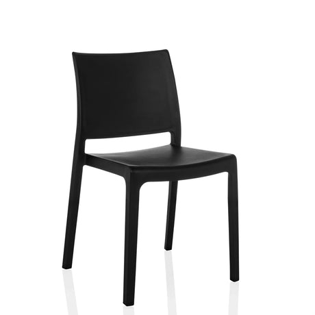 Chaise d'extérieur T37 V noire en plastique avec un dossier simple de hjh LIVING
