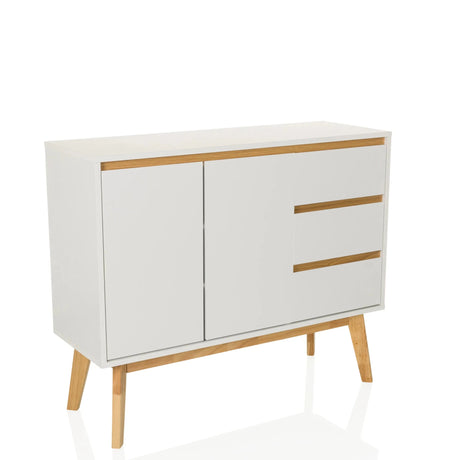 Buffet blanc TAROLO I avec pieds et poignées couleur bois de hjh LIVING