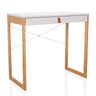Bureau TAROLO II avec plateau blanc, un tiroir et structure en bambou de hjh LIVING
