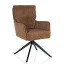 Chaise rembourrée marron TARUGO avec revêtement en velours côtelé et pied étoile noir de hjh LIVING