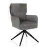 Chaise rembourrée grise TARUGO avec revêtement en velours côtelé et structure noire à quatre pieds de hjh LIVING