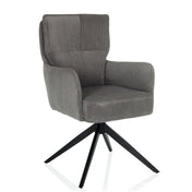 Chaise rembourrée grise TARUGO avec revêtement en velours côtelé et structure noire à quatre pieds de hjh LIVING