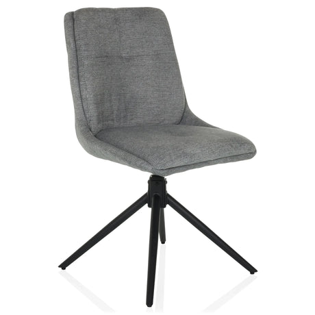 Chaise rembourrée grise TARVISO I avec revêtement en tissu texturé et piétement tripode noir de hjh LIVING