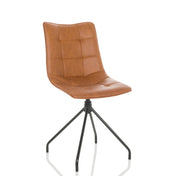 Chaise rembourrée marron TARVISO PU avec surpiqûres et piètement noir à quatre pieds de hjh OFFICE