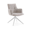 Chaise de salle à manger Tavaro beige avec revêtement en tissu et piètement étoile blanc de hjh LIVING