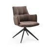 Chaise de salle à manger Tavaro marron avec revêtement matelassé et pied étoile noir de hjh LIVING