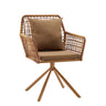 Chaise rembourrée marron Tavaro Korvik en osier avec coussin assorti et piètement métallique à quatre branches de hjh LIVING