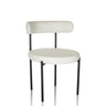 Chaise rembourrée blanche TEDIO avec une assise ronde et des pieds en métal noirs de hjh OFFICE