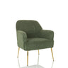 Fauteuil de salon THASSOS vert avec revêtement en tissu structuré et pieds dorés de hjh LIVING