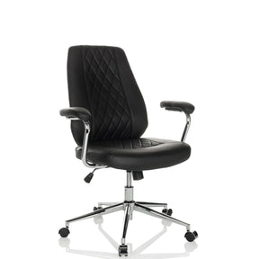 Siège de direction pour bureau à domicile THEO I noir avec dossier matelassé et structure chromée de hjh OFFICE
