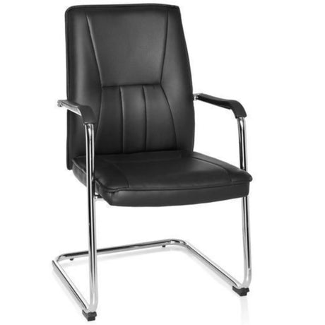 Chaises cantilever TILA noires avec éléments chromés brillants et accoudoirs de hjh OFFICE