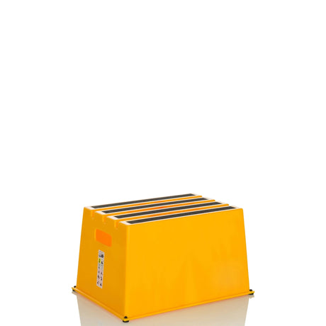 Tabouret marchepied TIO-E1 jaune avec bandes antidérapantes noires et poignée de hjh OFFICE