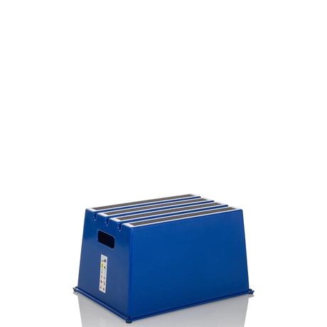 Tabouret marchepied TIO-E1 bleu avec bandes antidérapantes sur la surface et poignée latérale de hjh OFFICE