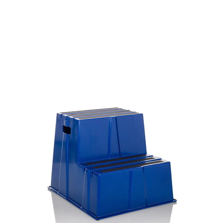 Tabouret marchepied bleu TIO-E2 avec deux marches et surfaces antidérapantes de hjh OFFICE