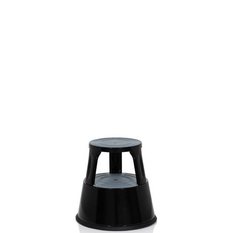 Tabouret marchepied TIO-M II noir avec deux marches et surfaces d'appui rondes de hjh OFFICE