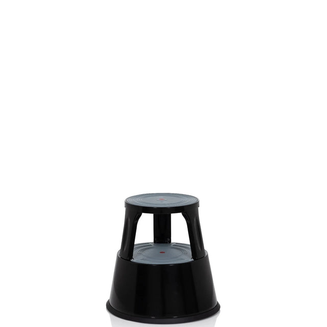 Tabouret marchepied TIO-M II noir avec deux marches et surfaces d'appui rondes de hjh OFFICE