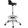 Tabouret pivotant TOP WORK 03 noir avec structure chromée, repose-pieds et roulettes de hjh OFFICE