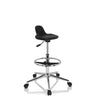 Tabouret pivotant TOP WORK 03 I noir avec pied en étoile chromé et repose-pieds sur roulettes de hjh OFFICE