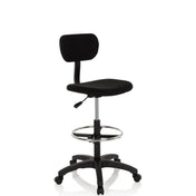 Chaise de comptoir TOP WORK 05 noire avec dossier, repose-pieds et base à roulettes de hjh OFFICE