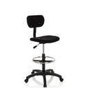 Chaise de comptoir TOP WORK 05 noire avec dossier, repose-pieds et base à roulettes de hjh OFFICE