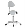 Tabouret de selle gris TOP WORK 20 avec dossier et pied en étoile brillant à roulettes de hjh OFFICE