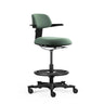 Chaise de travail verte TOP WORK 40 avec pied en étoile, repose-pieds et accoudoirs noirs de hjh OFFICE