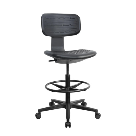 Chaise de comptoir TOP WORK B noire avec repose-pieds et base à roulettes de hjh OFFICE