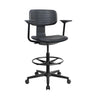 Chaise de comptoir TOP WORK B1 noire avec accoudoirs, repose-pieds et base à roulettes de hjh OFFICE