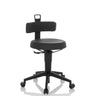 Tabouret pivotant TOP WORK FLEX PU noir en similicuir avec dossier et piètement à roulettes de hjh OFFICE