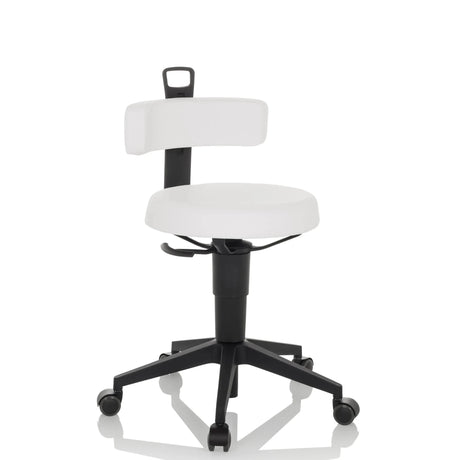 Tabouret pivotant TOP WORK FLEX PU blanc avec revêtement en similicuir et pied en croix noir de hjh OFFICE