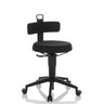 Tabouret pivotant TOP WORK FLEX noir avec revêtement en tissu, dossier et cinq roulettes de hjh OFFICE