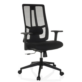Siège de bureau de qualité professionnelle TRAMORE BASE noir avec dossier en maille et accoudoirs de hjh OFFICE