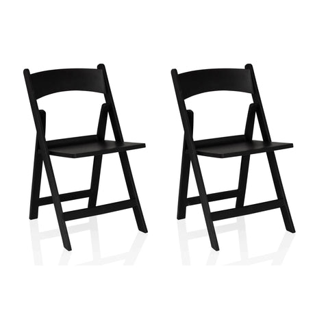 Deux chaises d'extérieur noires TRAVANO 1 pliables avec dossiers courbés de hjh LIVING
