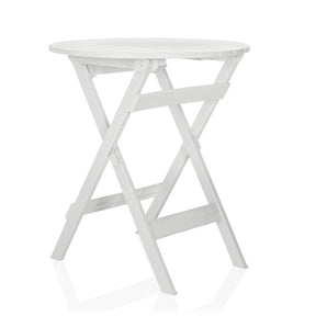 Table pliante blanche TRAVANO T avec plateau carré et piètement en X de hjh LIVING