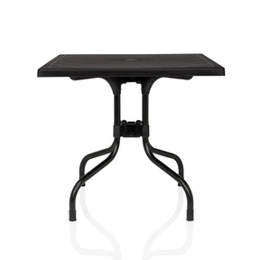 Table pliante TRAVANO T1 noire avec plateau carré et piètement incurvé de hjh LIVING