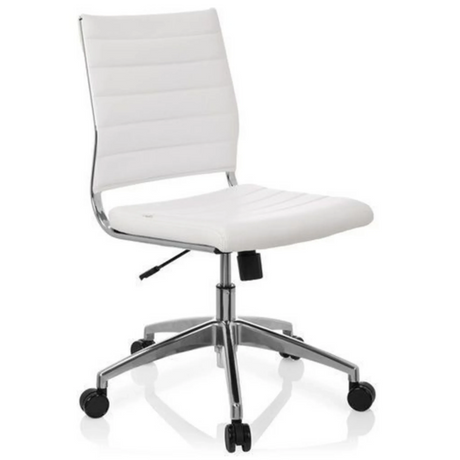 Siège de bureau de qualité professionnelle TRISHA avec revêtement blanc et piètement chromé de hjh OFFICE