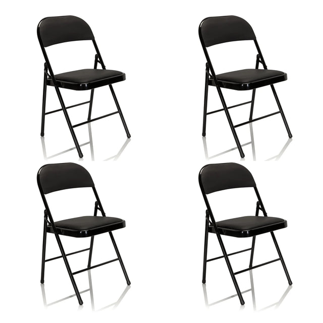 Quatre chaises pliantes noires TUDELA avec assise et dossier rembourrés de hjh OFFICE
