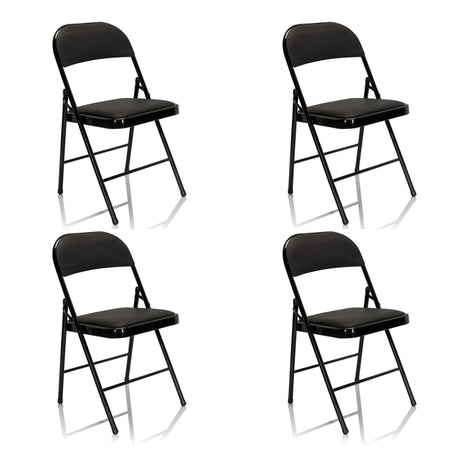 Quatre chaises pliantes noires TUDELA avec assise et dossier rembourrés de hjh OFFICE