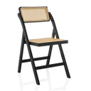 Chaise pliante TUDELA BAMBOO noire avec assise et dossier en cannage viennois marron de hjh LIVING
