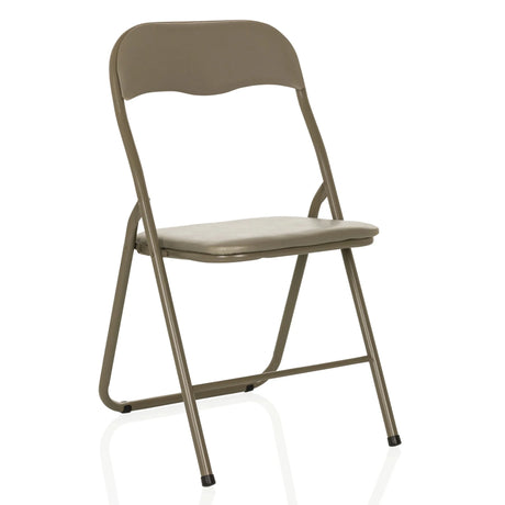 Chaise pliante TUDELA BASIC taupe avec revêtement PVC et structure en métal de hjh OFFICE