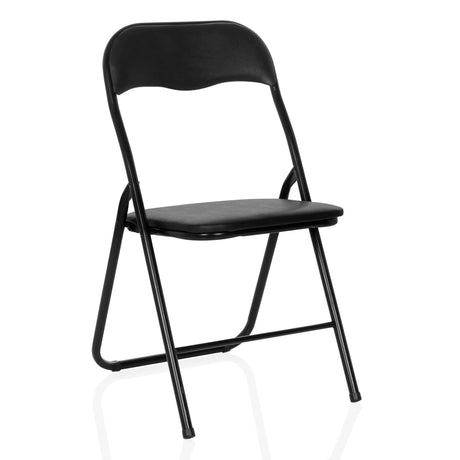 Chaise pliante TUDELA BASIC noire avec revêtement en PVC et structure en métal de hjh OFFICE