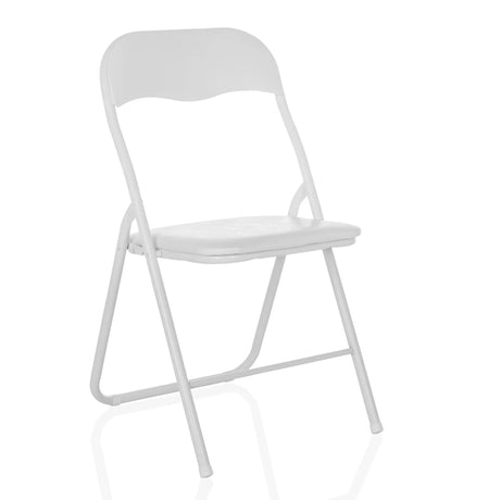 Chaise pliante TUDELA BASIC blanche en PVC avec dossier et assise simples de hjh OFFICE