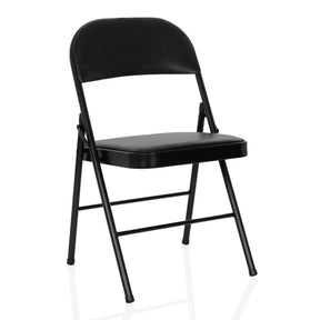 Chaise pliante TUDELA H noire avec revêtement en similicuir et structure noire de hjh OFFICE