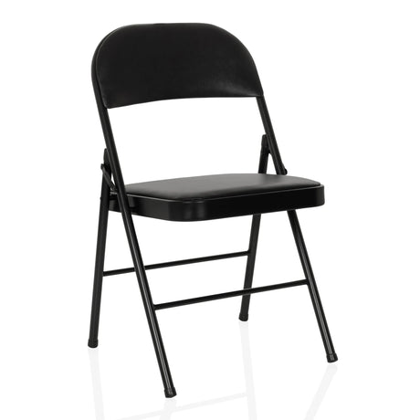 Chaise pliante TUDELA H noire avec revêtement en similicuir et structure noire de hjh OFFICE