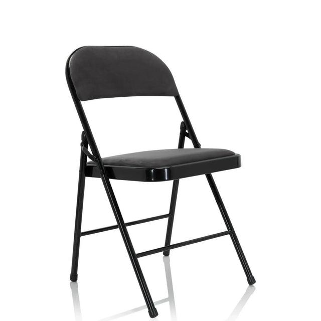 Chaise pliante TUDELA I avec housse en velours gris foncé et structure noire de hjh OFFICE